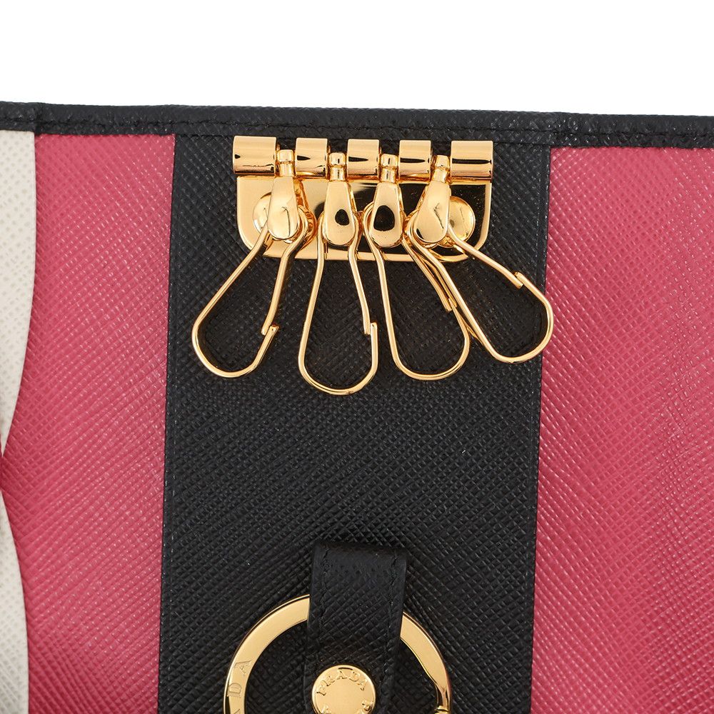 Prada Key Case Multicolor Key Saffiano Leather Key Ring Black — view 6