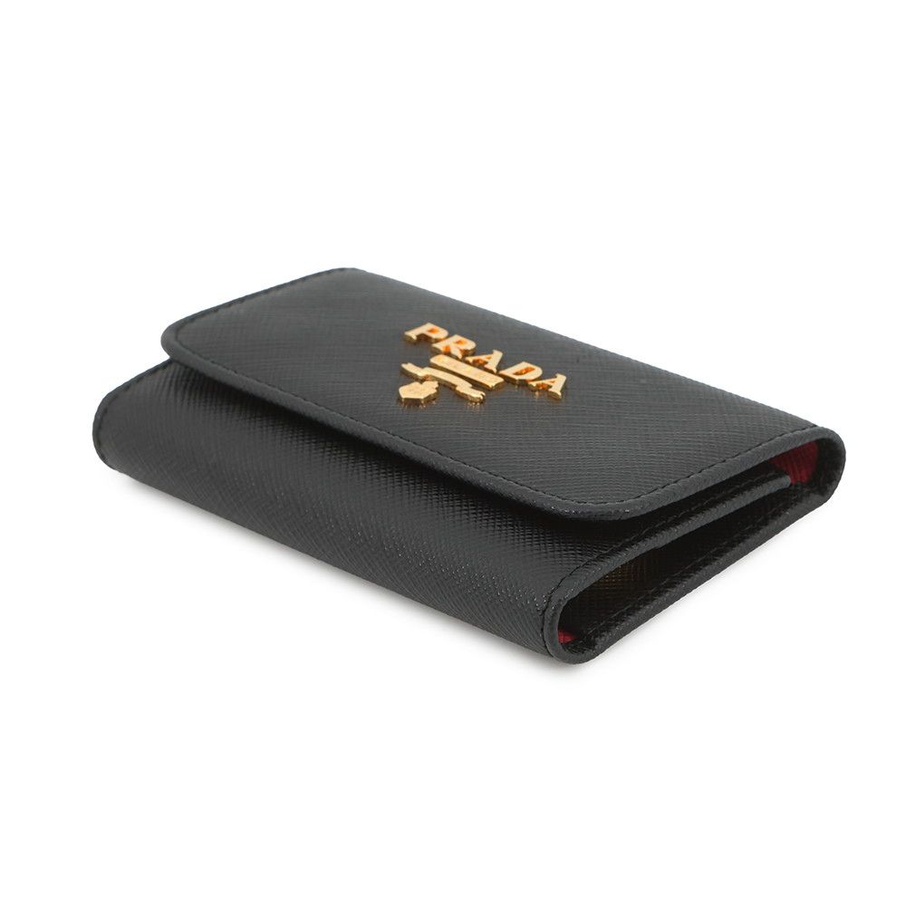 Prada Key Case Multicolor Key Saffiano Leather Key Ring Black — view 2