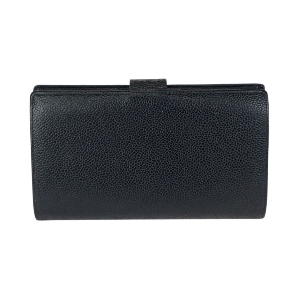 Chanel Vintage CC Logo Black Gold Caviar Leather Wallet — view 2