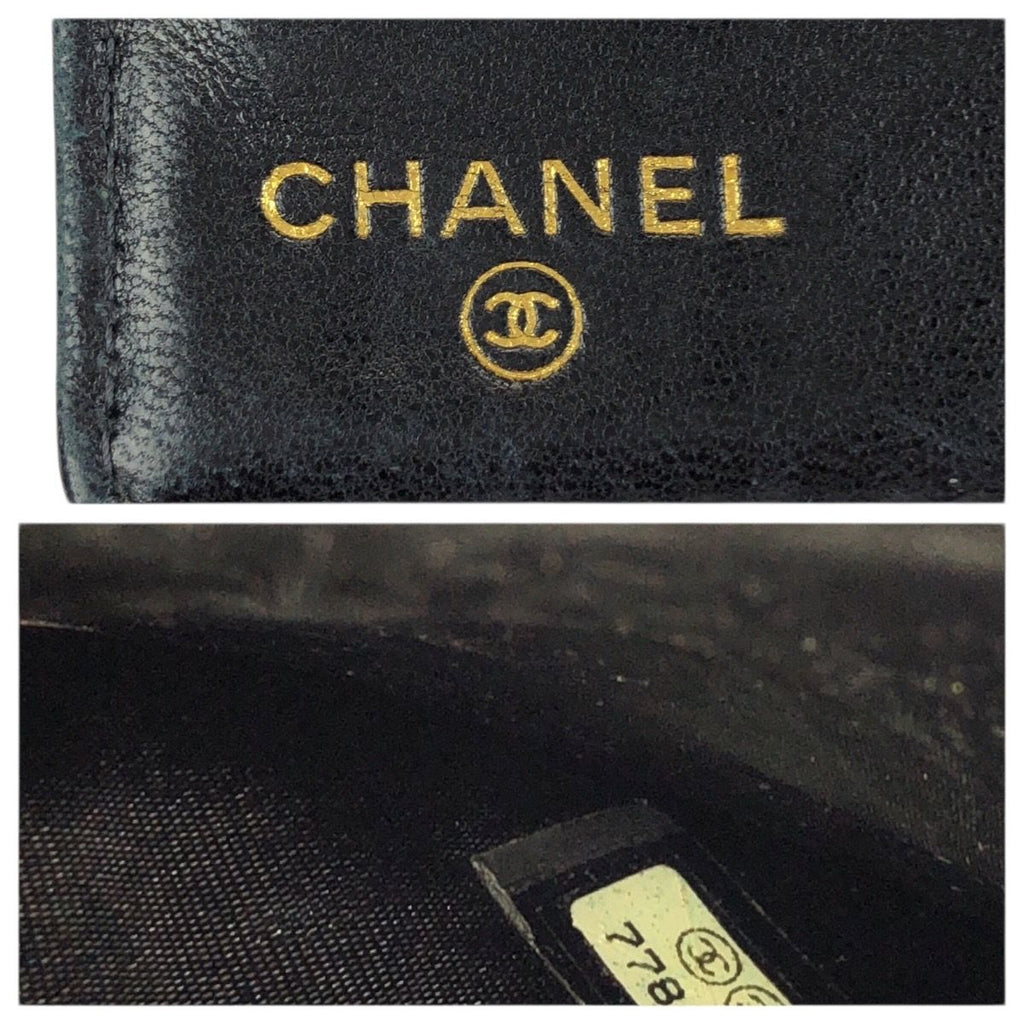 Chanel Vintage CC Logo Black Gold Caviar Leather Wallet — view 5