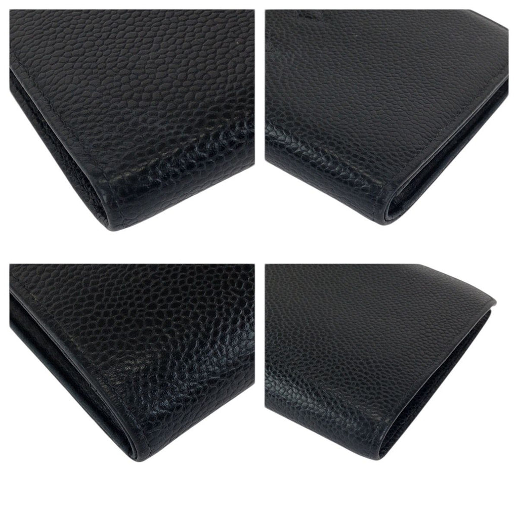 Chanel Vintage CC Logo Black Gold Caviar Leather Wallet — view 3