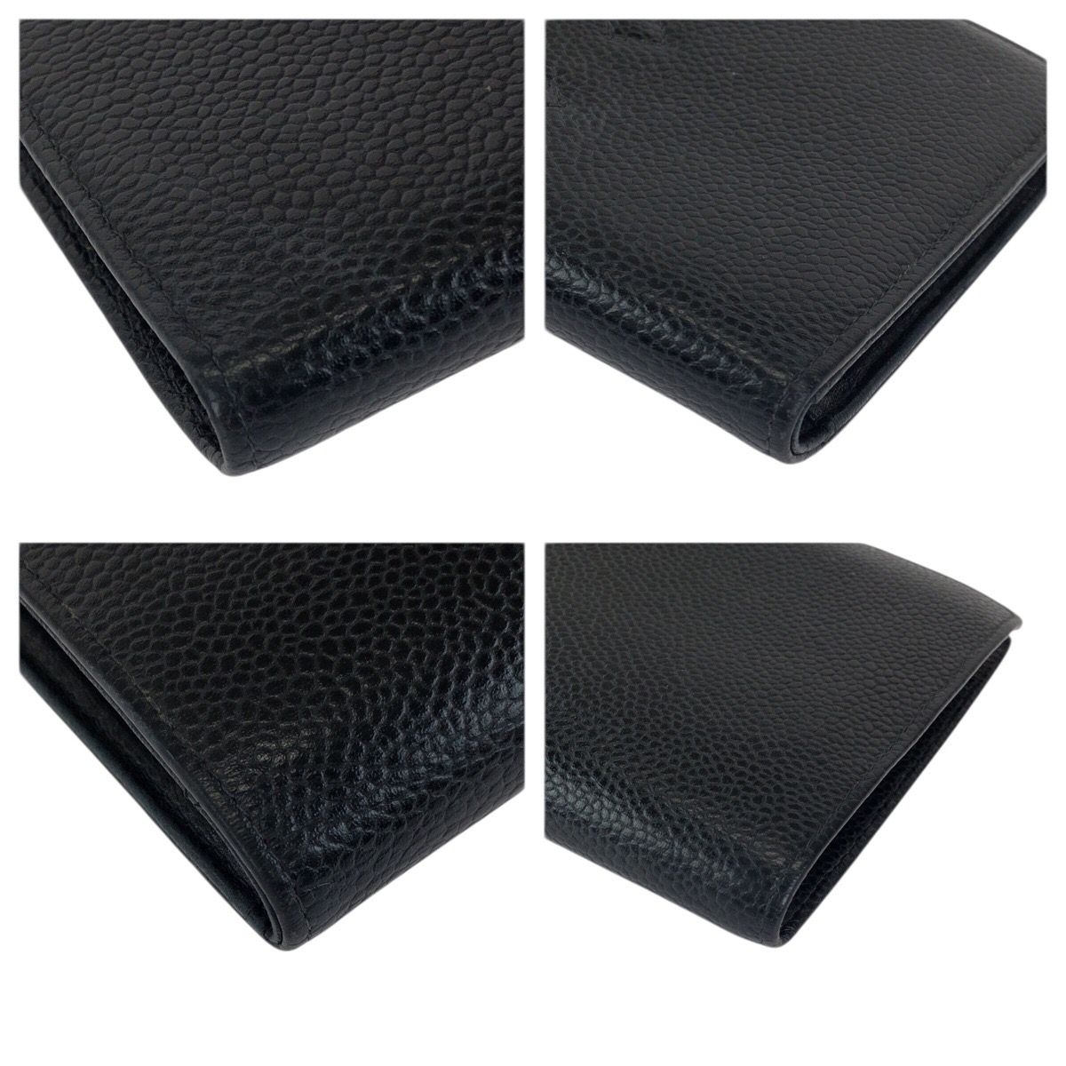 Chanel Vintage CC Logo Black Gold Caviar Leather Wallet — view 3