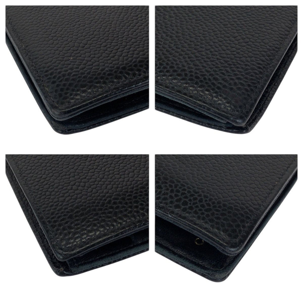 Chanel Vintage CC Logo Black Gold Caviar Leather Wallet — view 4