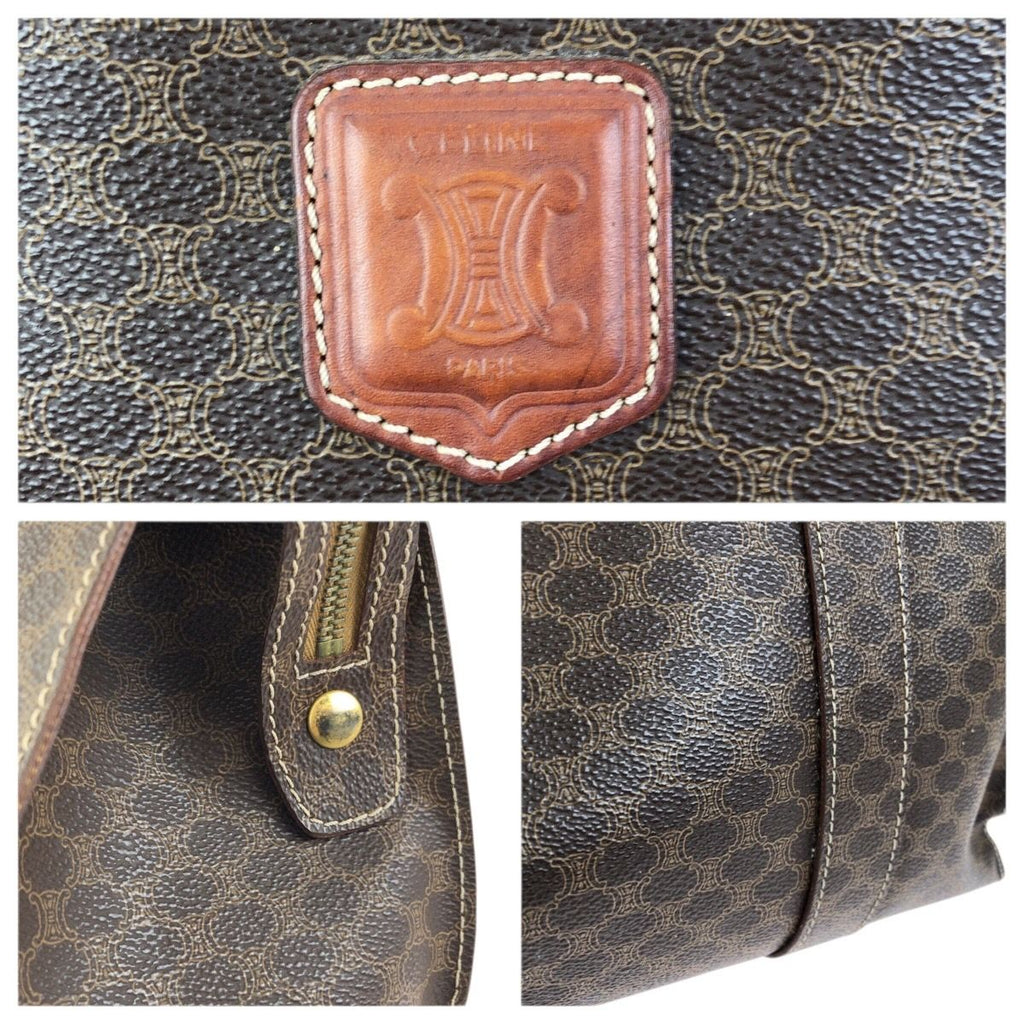 Celine Macadam Dark Brown Gold 2 Tote Shoulder Bag — view 5