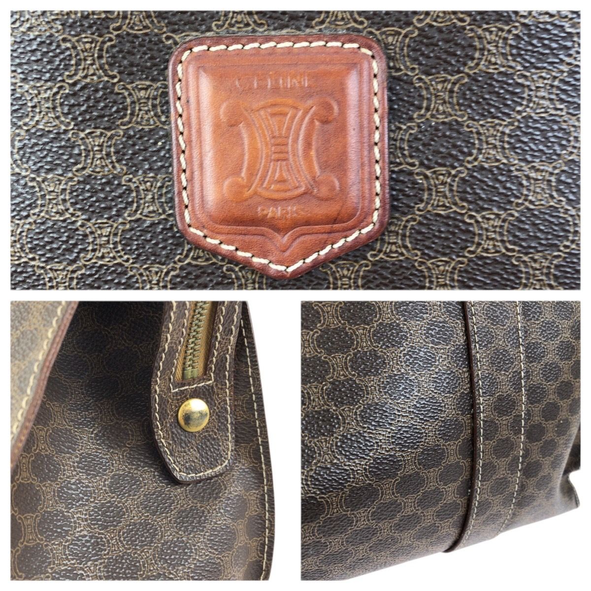 Celine Macadam Dark Brown Gold 2 Tote Shoulder Bag — view 5