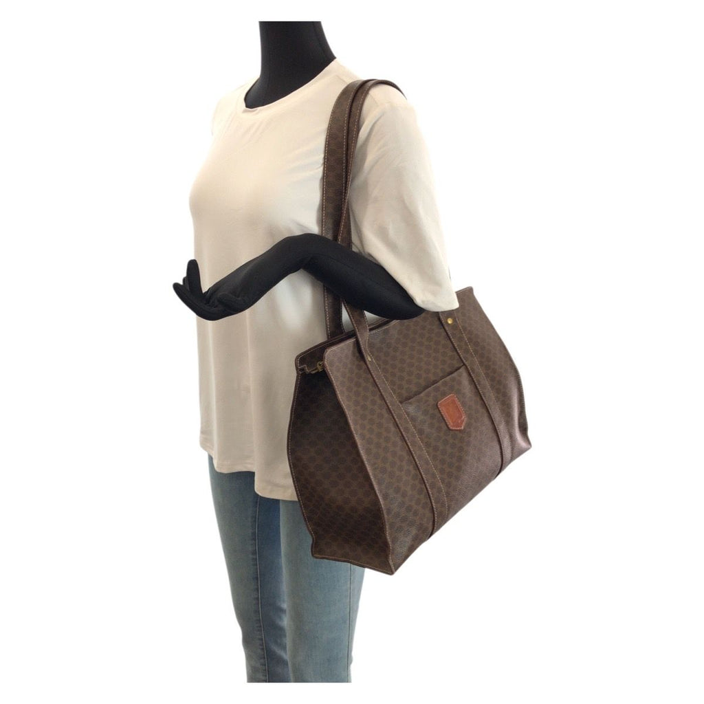 Celine Macadam Dark Brown Gold 2 Tote Shoulder Bag — view 7
