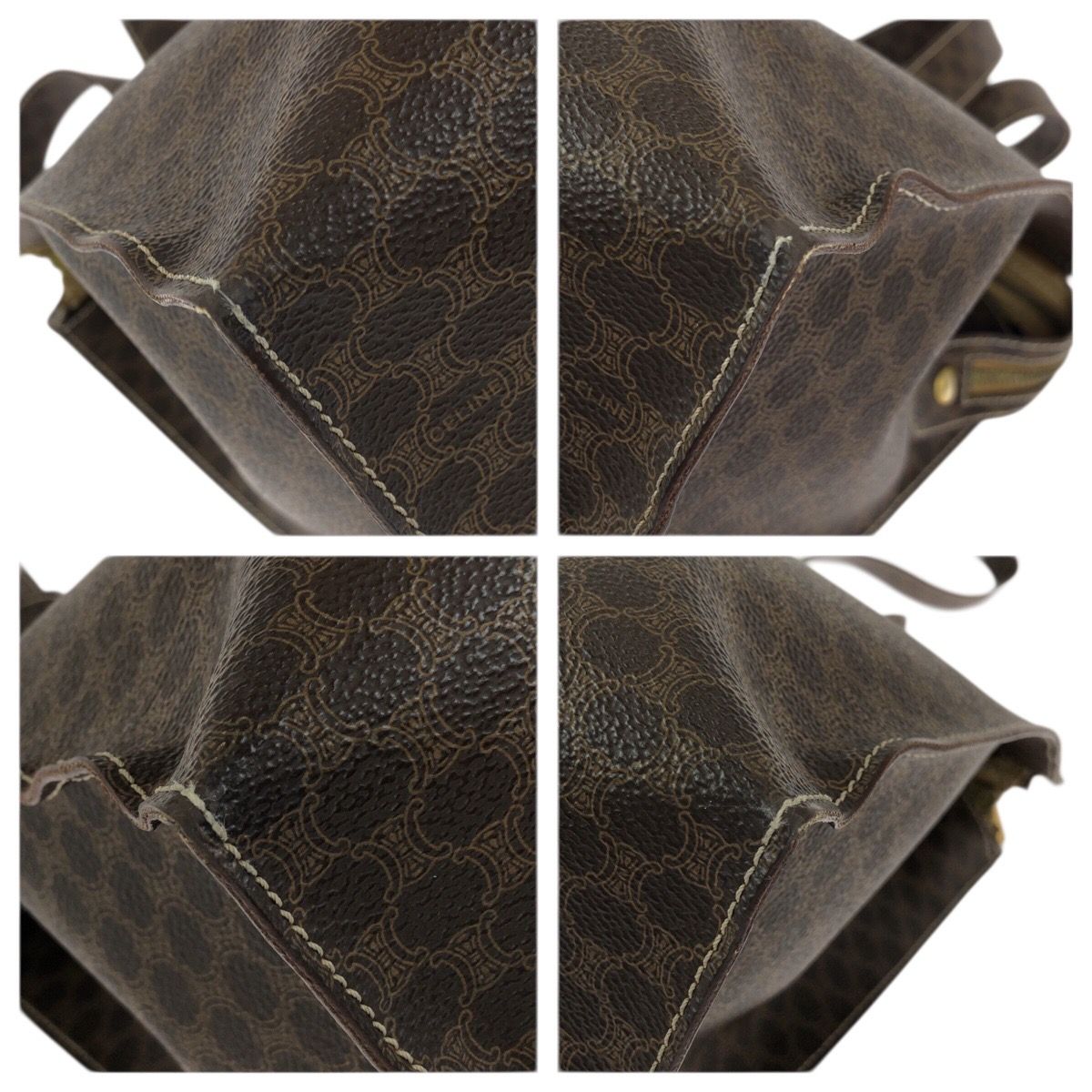 Celine Macadam Dark Brown Gold 2 Tote Shoulder Bag — view 3
