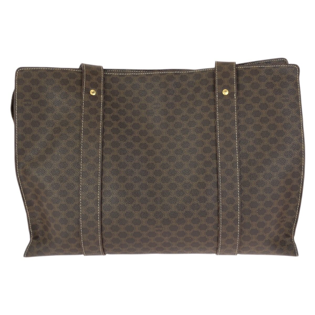 Celine Macadam Dark Brown Gold 2 Tote Shoulder Bag — view 2