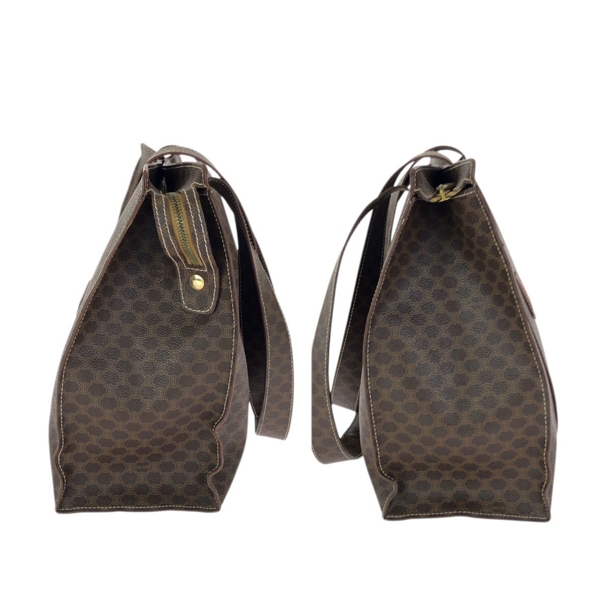 Celine Macadam Dark Brown Gold 2 Tote Shoulder Bag — view 8
