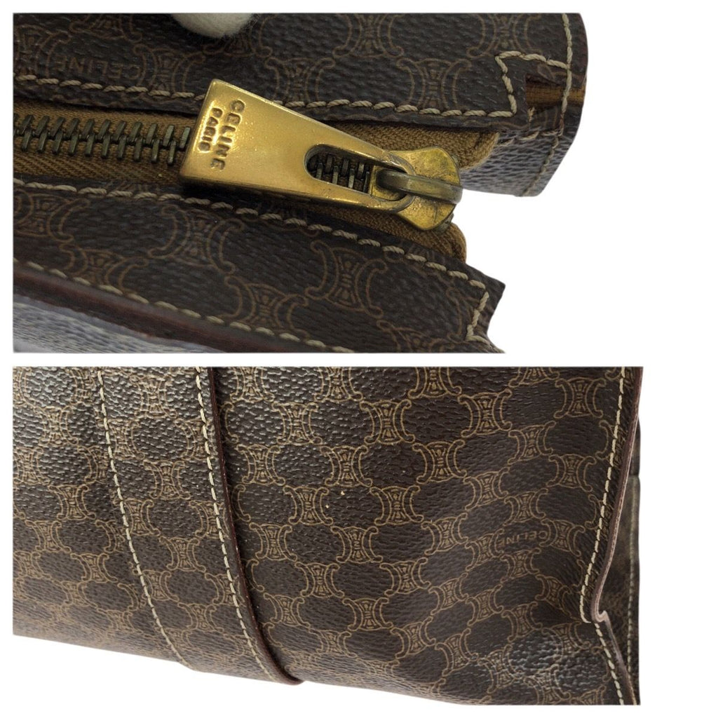 Celine Macadam Dark Brown Gold 2 Tote Shoulder Bag — view 6
