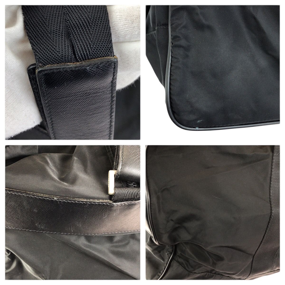 Prada Tessuto Saffiano 2-Way Black Silver Nylon Leather Boston Bag — view 5