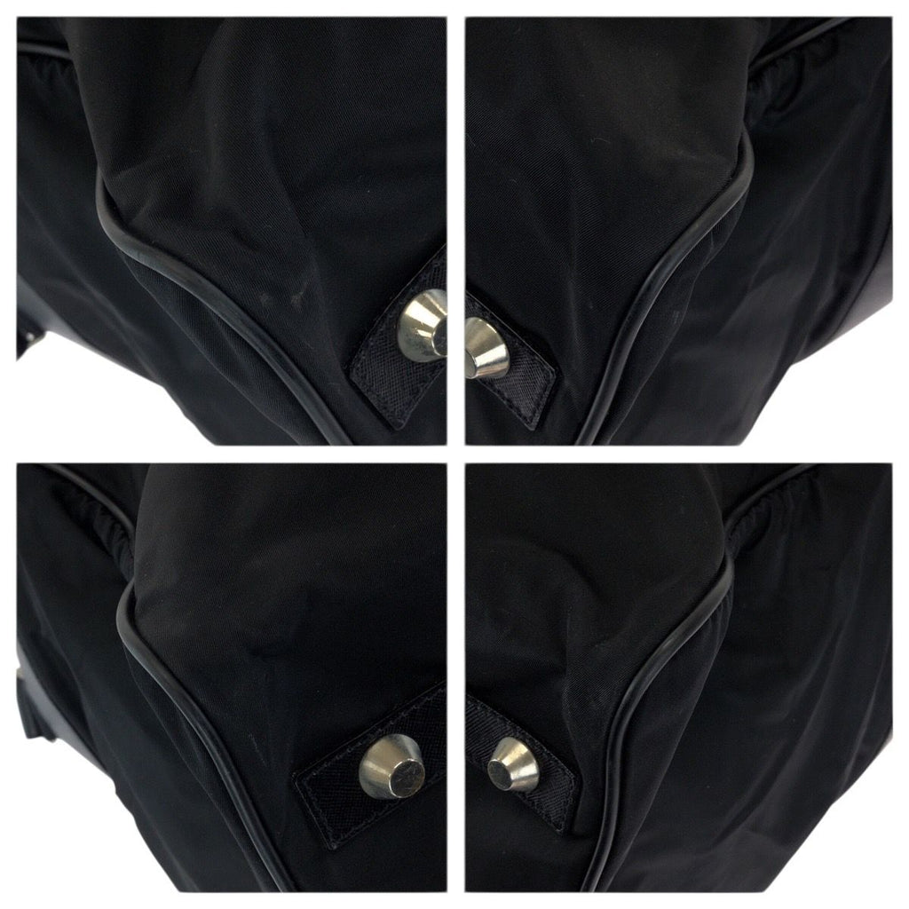 Prada Tessuto Saffiano 2-Way Black Silver Nylon Leather Boston Bag — view 3