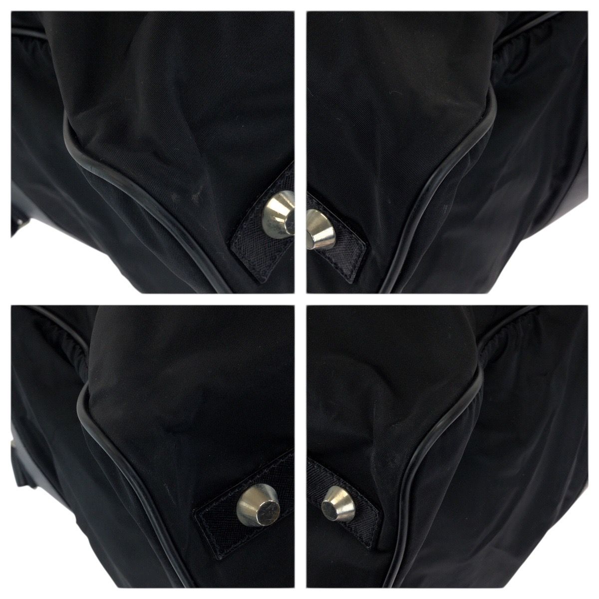 Prada Tessuto Saffiano 2-Way Black Silver Nylon Leather Boston Bag — view 3