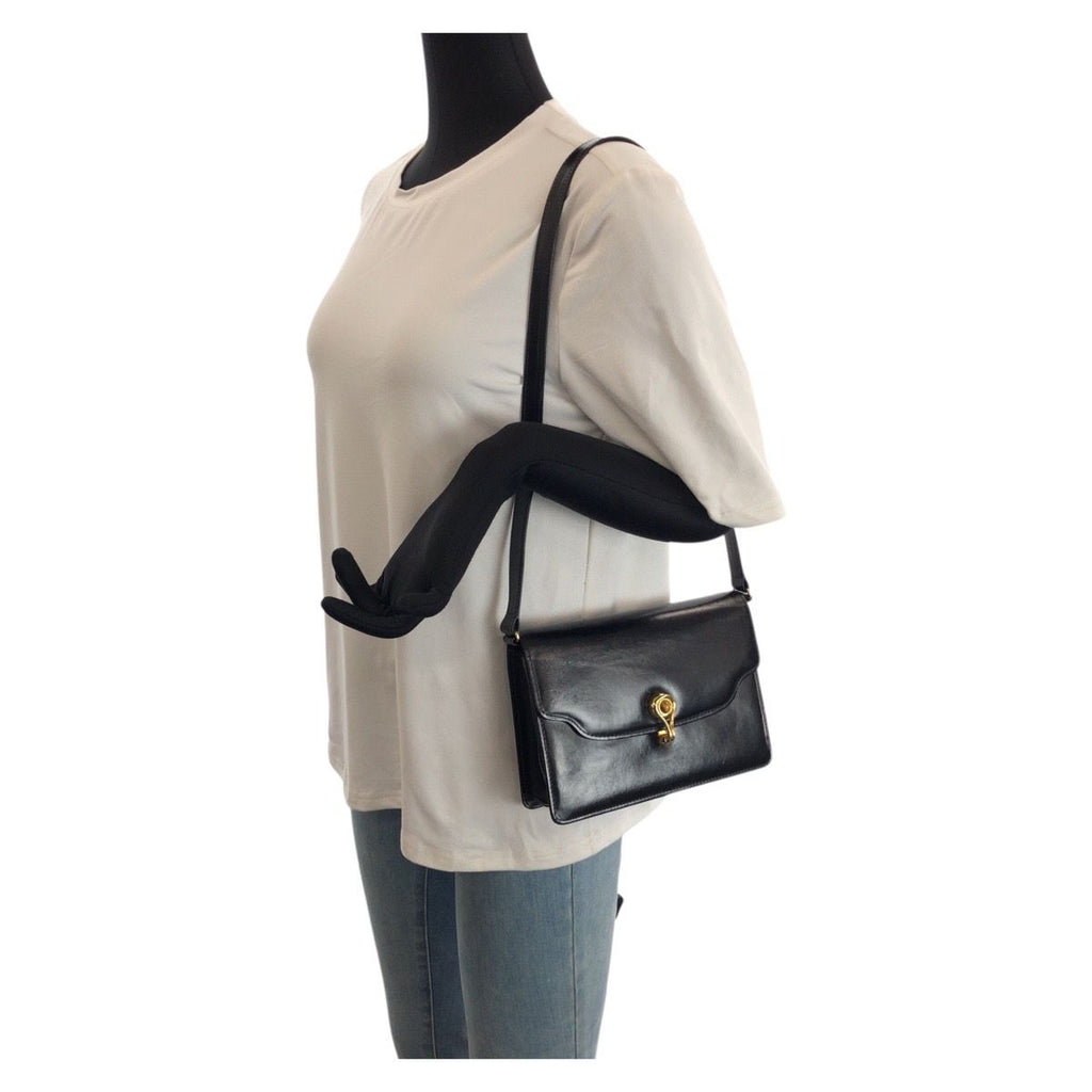 Gucci Vintage Taiga Eye Black Gold Leather Shoulder Bag Clutch — view 7