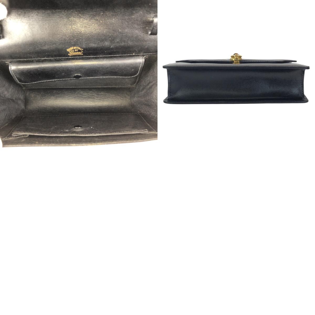 Gucci Vintage Taiga Eye Black Gold Leather Shoulder Bag Clutch — view 9