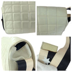 Chanel Vintage Choco Bar CC Logo Off White Black Gold Lambskin Shoulder Bag — view 6