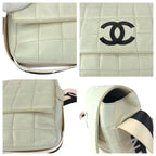 Chanel Vintage Choco Bar CC Logo Off White Black Gold Lambskin Shoulder Bag — view 5