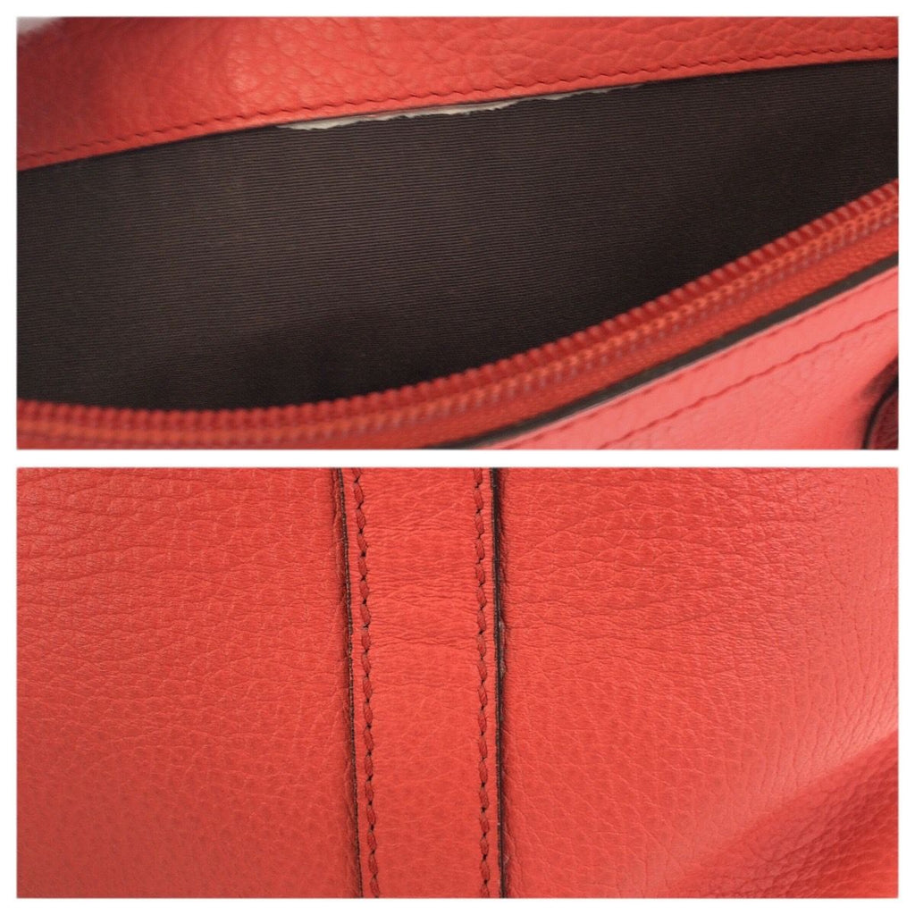 Gucci Interlocking Orange Pink Gunmetal Leather Tote — view 6