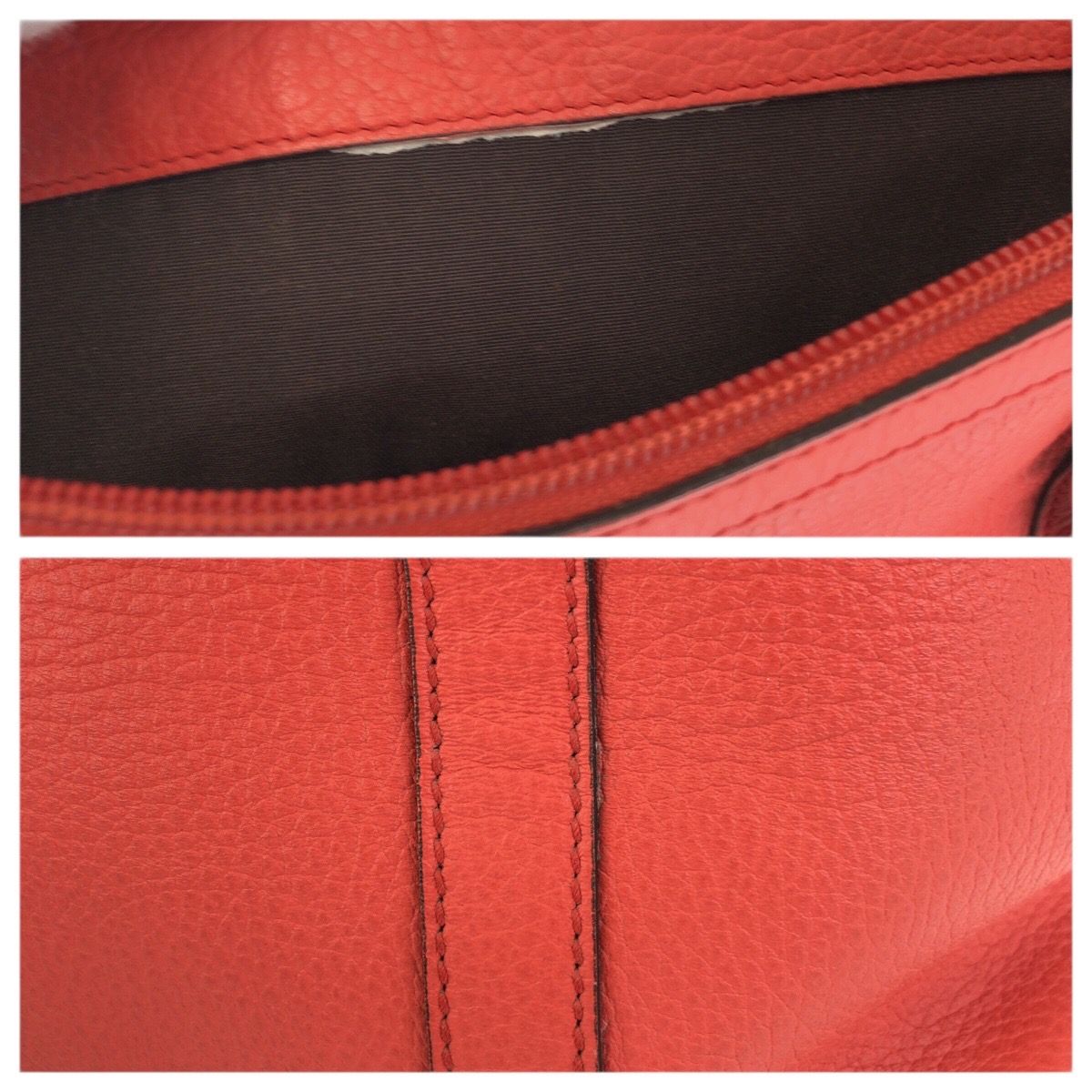 Gucci Interlocking Orange Pink Gunmetal Leather Tote — view 6