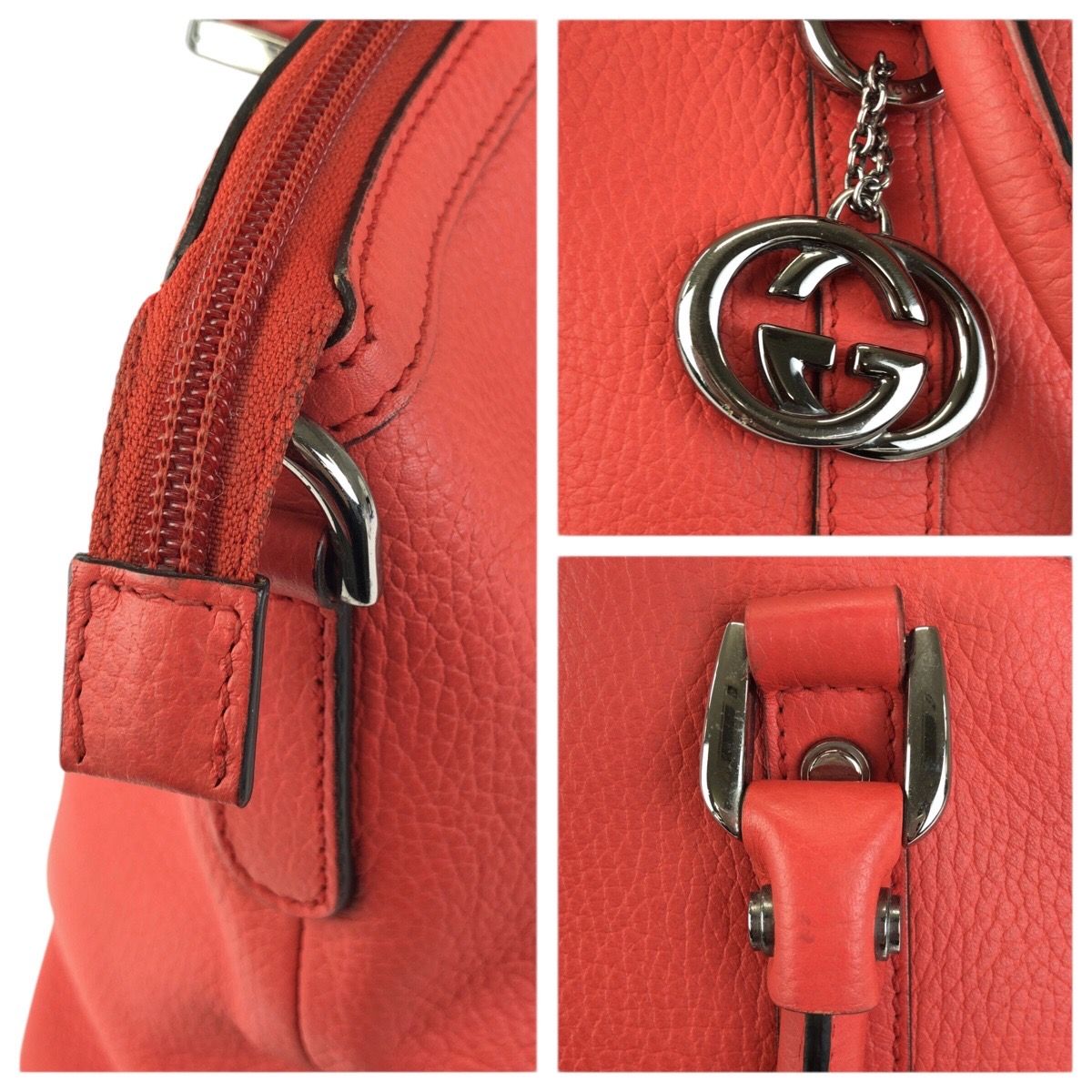 Gucci Interlocking Orange Pink Gunmetal Leather Tote — view 5