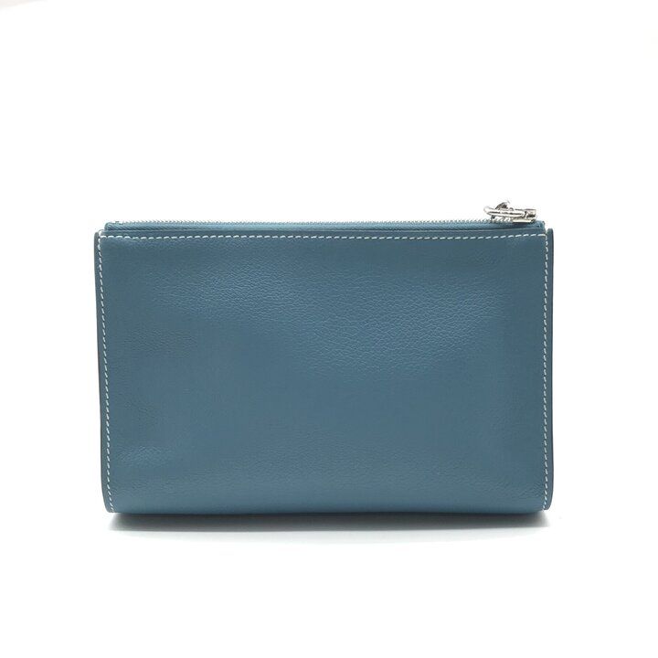 Hermes Zip Azap PM New Blue Jean Pouch Evercolor Case — view 2