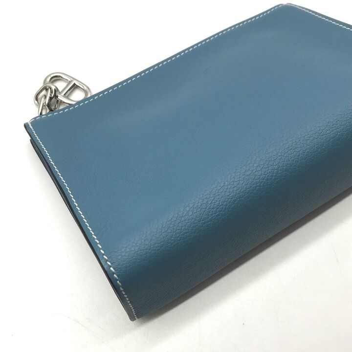 Hermes Zip Azap PM New Blue Jean Pouch Evercolor Case — view 5