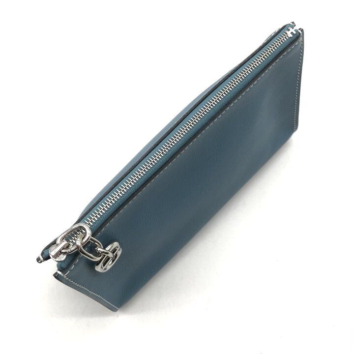 Hermes Zip Azap PM New Blue Jean Pouch Evercolor Case — view 6