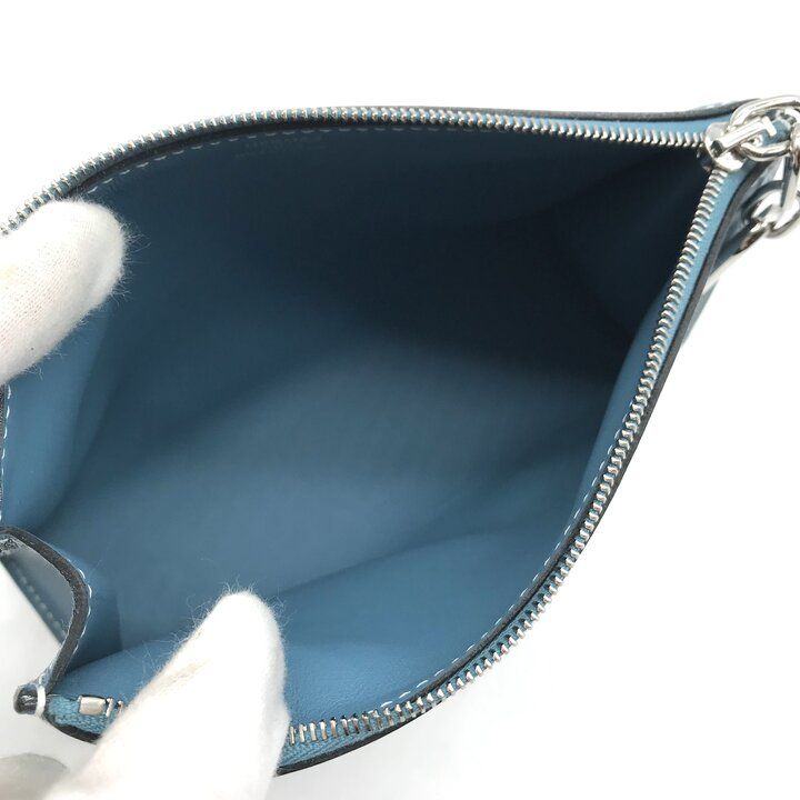 Hermes Zip Azap PM New Blue Jean Pouch Evercolor Case — view 7