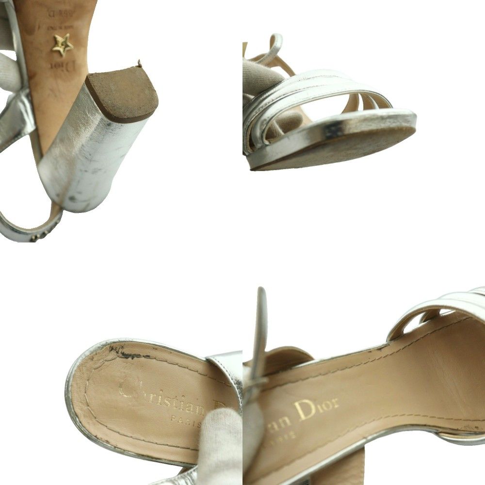 Prada Metallic Heel Sandals 37.5 Silver Color SS — view 9