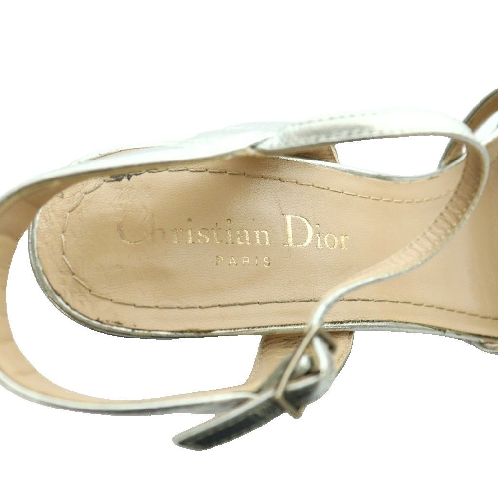 Prada Metallic Heel Sandals 37.5 Silver Color SS — view 7