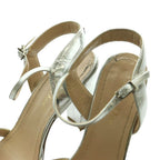 Prada Metallic Heel Sandals 37.5 Silver Color SS — view 4