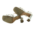 Prada Metallic Heel Sandals 37.5 Silver Color SS — view 6