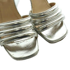 Prada Metallic Heel Sandals 37.5 Silver Color SS — view 3