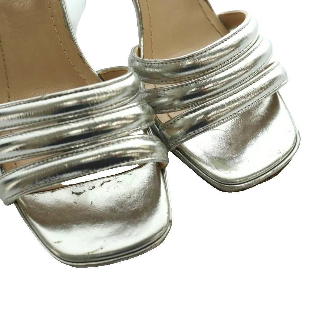 Prada Metallic Heel Sandals 37.5 Silver Color SS — view 3