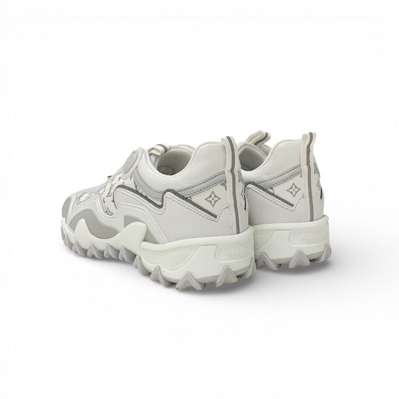 Louis Vuitton LV Lash Line Monogram Sneakers Shoes Fabric Leather White Gray — view 4