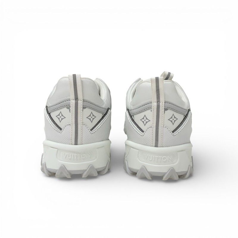 Louis Vuitton LV Lash Line Monogram Sneakers Shoes Fabric Leather White Gray — view 5