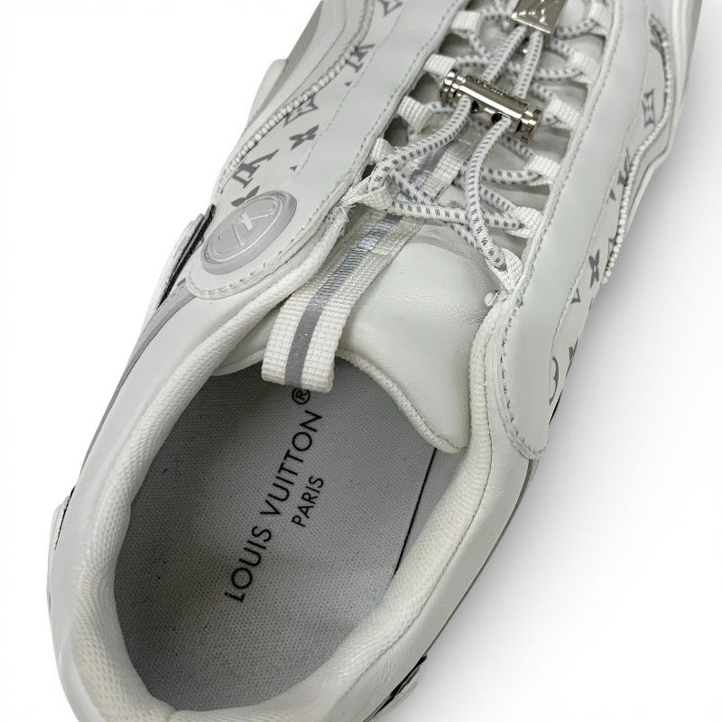 Louis Vuitton LV Lash Line Monogram Sneakers Shoes Fabric Leather White Gray — view 7