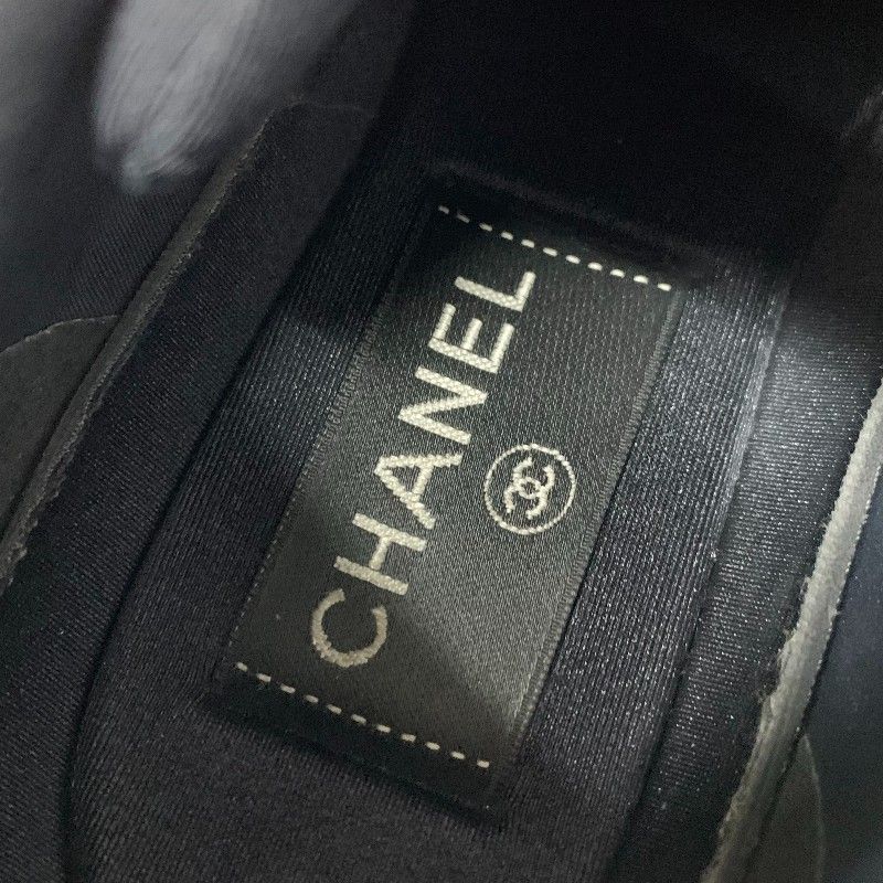 Chanel Sneakers Shoes Leather Fabric Suede Black CC Logo — view 7
