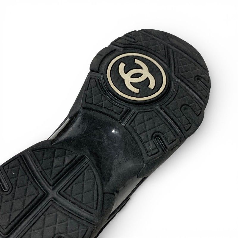 Chanel Sneakers Shoes Leather Fabric Suede Black CC Logo — view 8