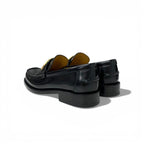 Dior Forever Loafers Leather Black Gold CD Logo Plate Flat Shoes — view 4