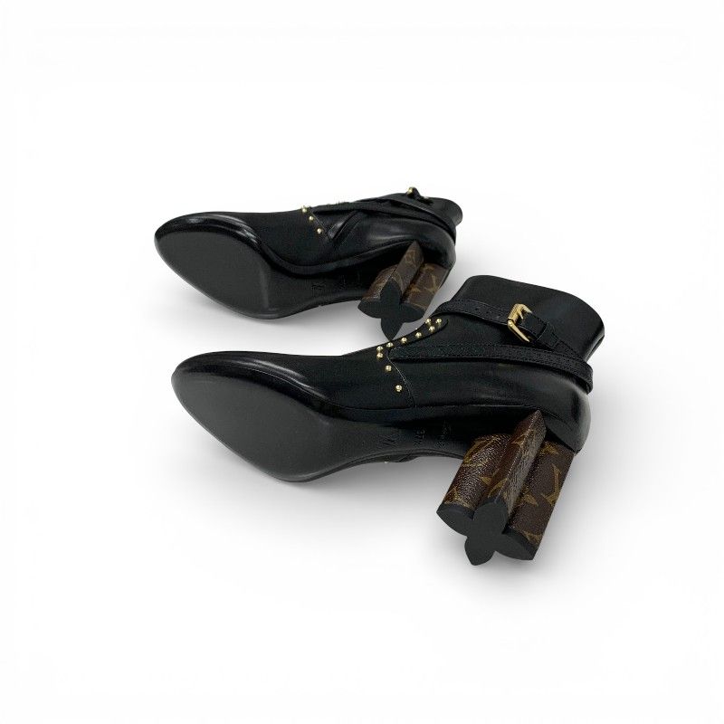 Louis Vuitton Silhouette Line Boots Short Shoes Leather Black Brown Gold Lvlogo — view 6