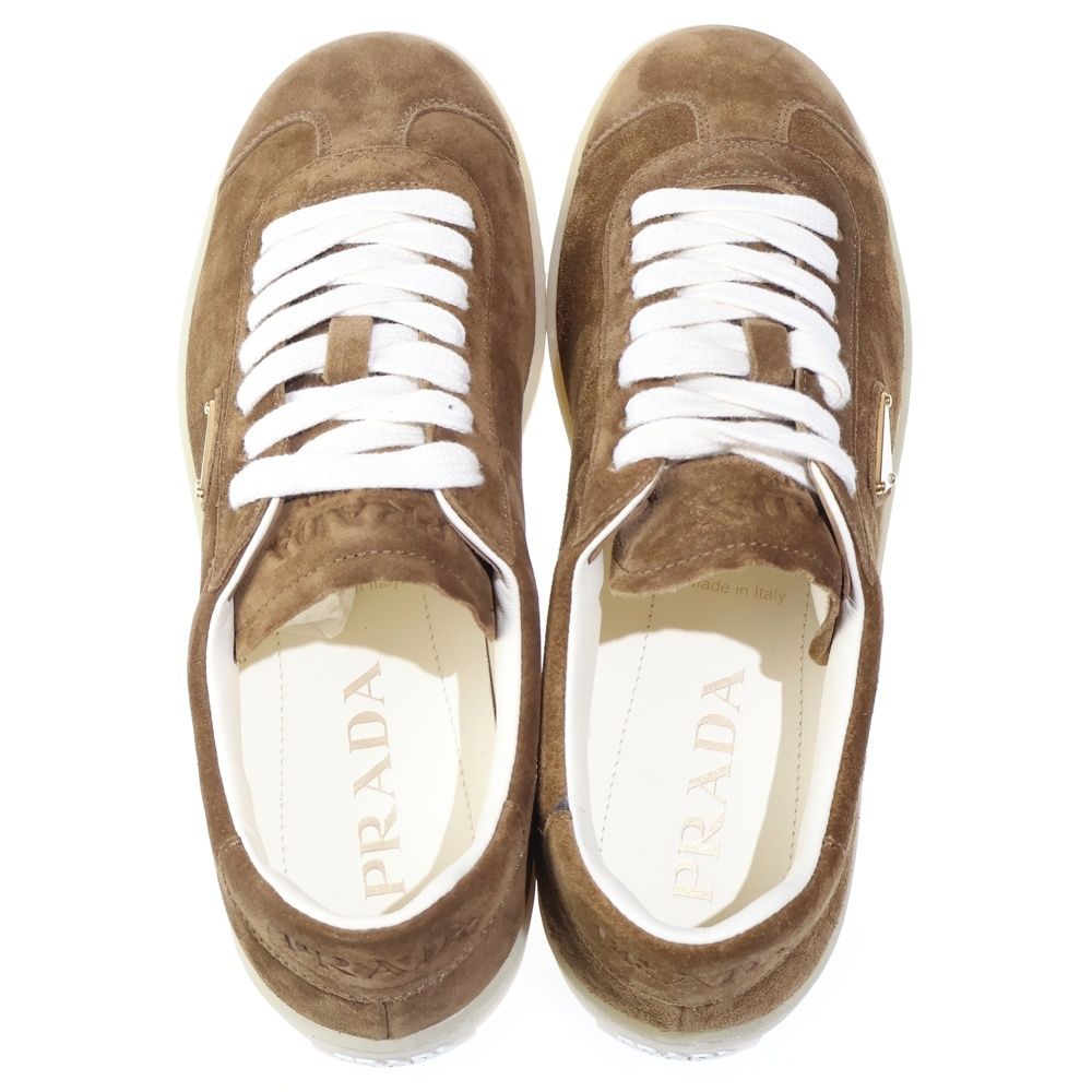 Prada Lane Suede Low Cut Sneakers Brown — view 4