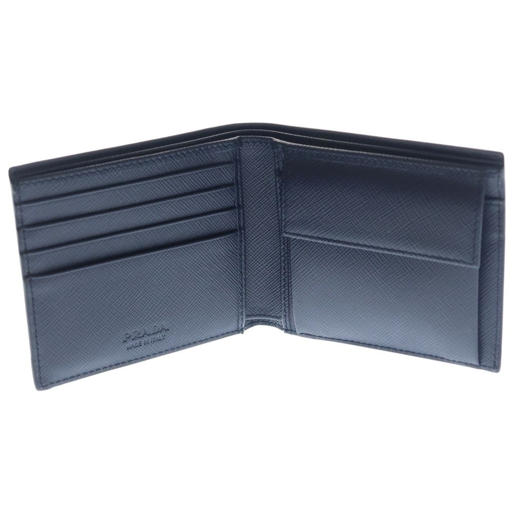 Prada Vitello Micro Grain Leather Compact Wallet Bifold Black — view 4