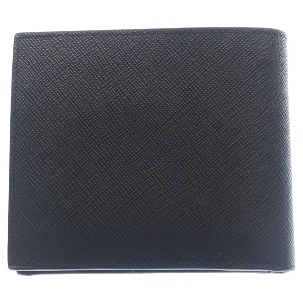 Prada Vitello Micro Grain Leather Compact Wallet Bifold Black — view 2