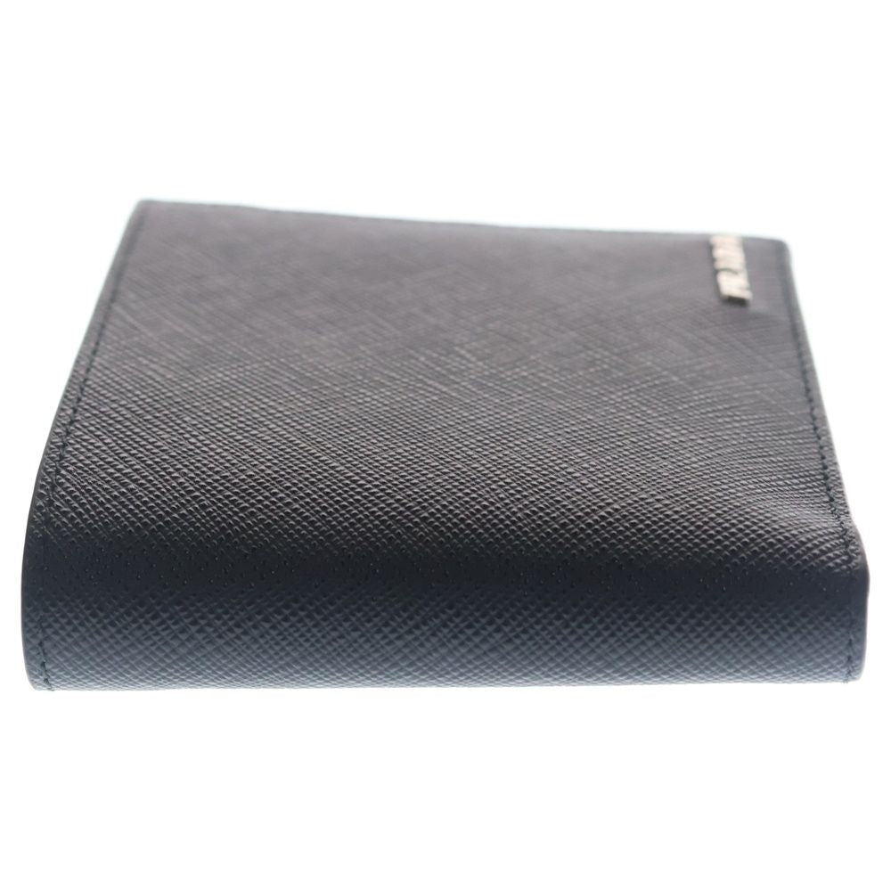 Prada Vitello Micro Grain Leather Compact Wallet Bifold Black — view 3