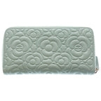 Chanel Camellia Zip Around Wallet Card Case Light Blue Caviar Leather Gold — view 2