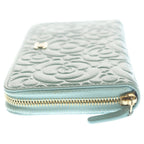 Chanel Camellia Zip Around Wallet Card Case Light Blue Caviar Leather Gold — view 3