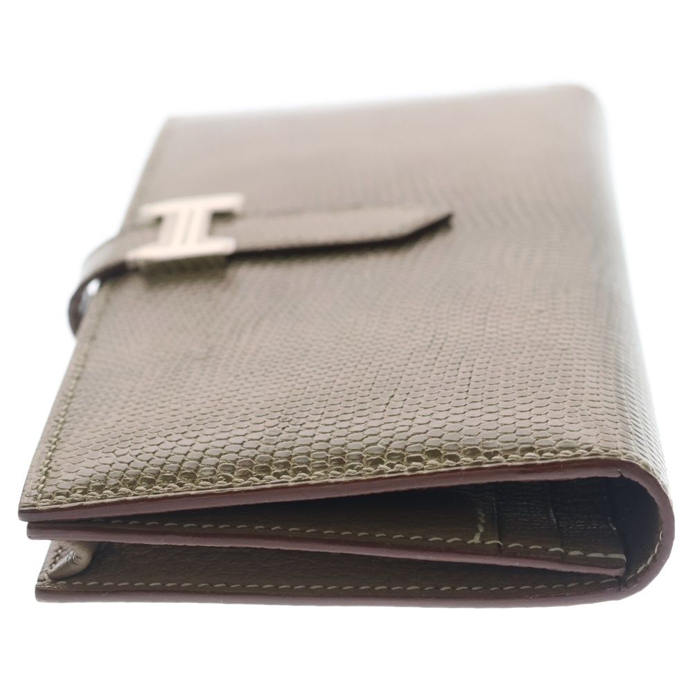 Hermes Bearn Souffle Ficelle Lycee Wallet Card Case Beige Silver — view 3