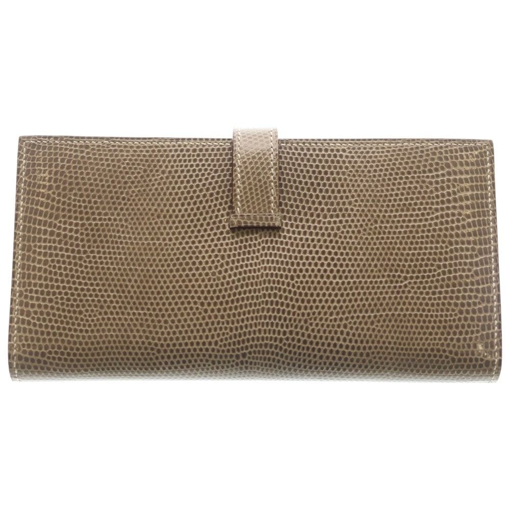 Hermes Bearn Souffle Ficelle Lycee Wallet Card Case Beige Silver — view 2