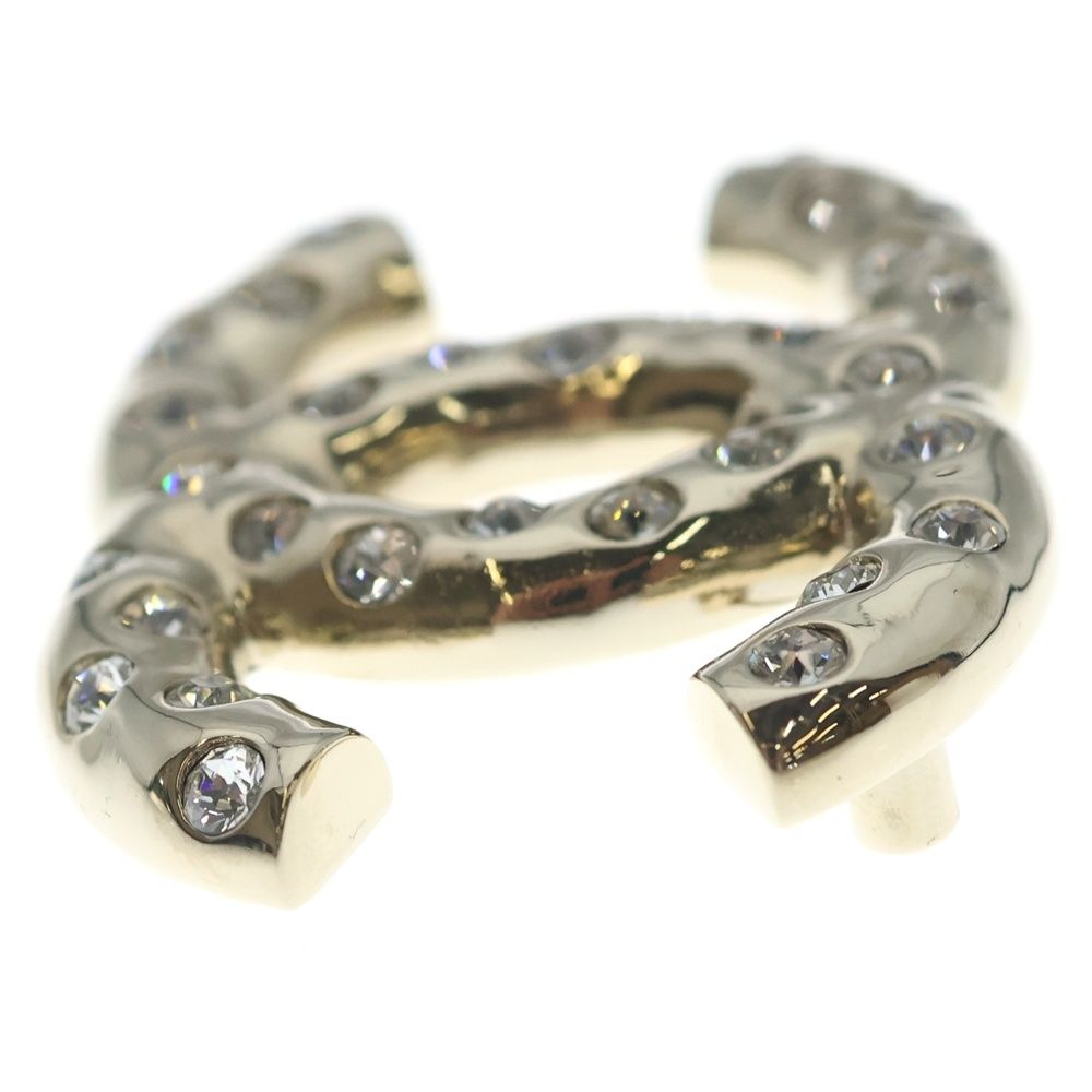 Chanel CC Logo Rhinestone Pin Badge Pin Brooch Silver — view 4